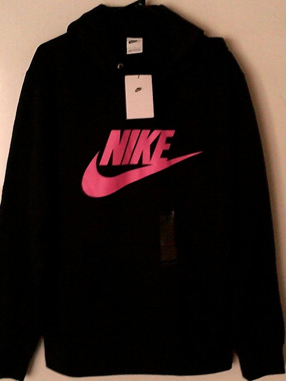 NEW NIKE "Club BB PO GFX Pink Icon Hoodie" MEN'S BLACK PULLOVER L FN3868-011